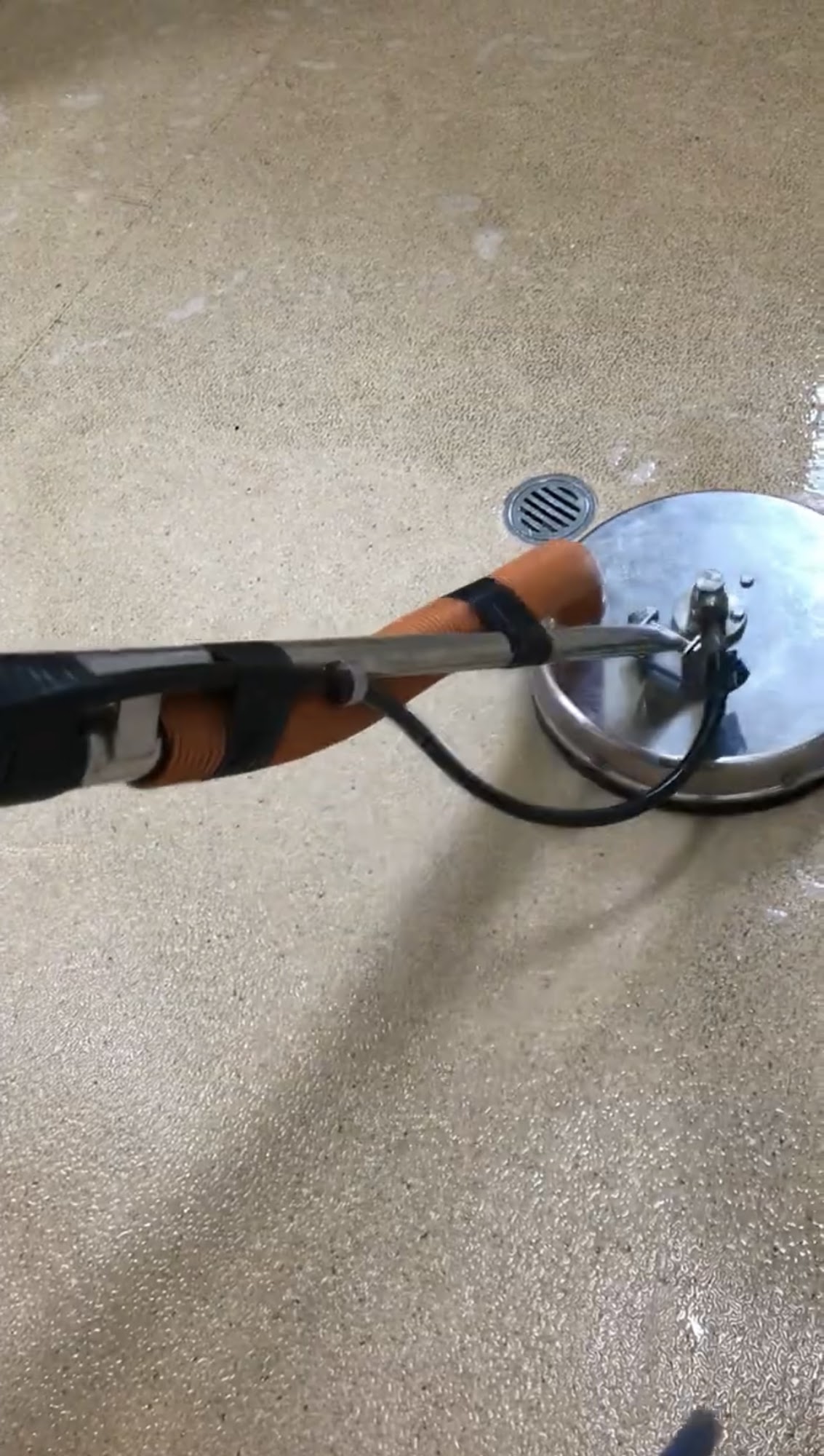 Sun City Cleaning team member restoring a terrazzo floor with a rotary machine in Mildura
